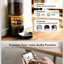 Automatic Pet Feeder with 3K HD Camera & App Control - Smart Dog Cat Feeder, 2.4G/5G WiFi, 2-Way Audio, Night Vision, Slow Feed, 6L Capacity, Battery 