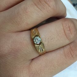 14K Yellow Gold Ladies Ichthys Fish Ring With Diamond Celtic Fish Size 6.5