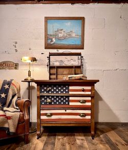 Rustic Americana Flag Dresser