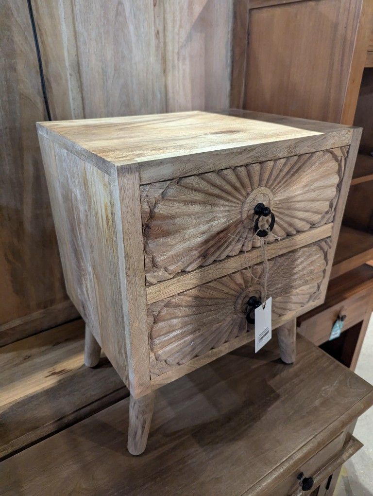 Mango Wood Two Drawer End Table