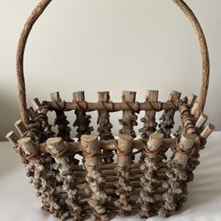 Antique Large Adirondack Twig Mushroom Basket 
