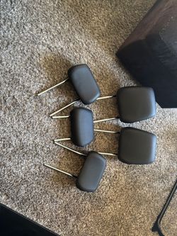 Set of 5 Car Headrests Dark Gray Leather