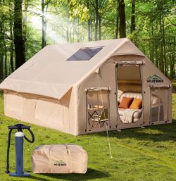 10-12 Person Inflatable Tent with Skylight, Quick Setup Blow Up Tents with Pump