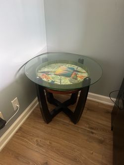 Round glass end table