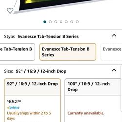 Elite Screens Evanesce Tab-Tension B, 92-inch 16:9, 4K / 8K HD, 