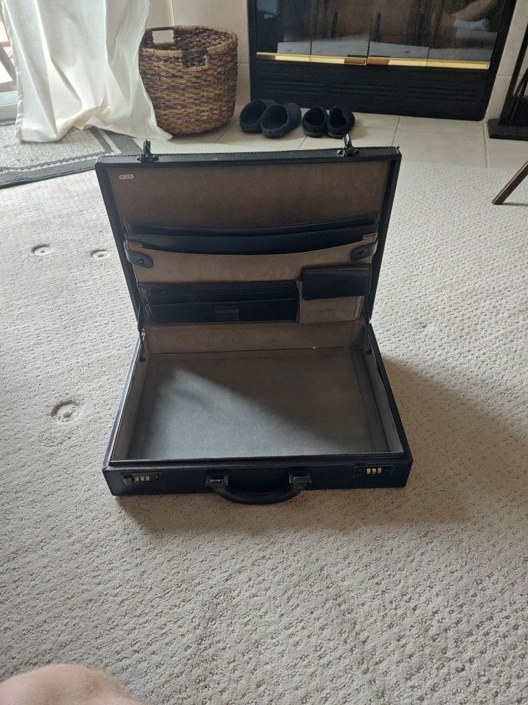 Tumi Vintage Hard Sided Leather Briefcase With Combination Lock