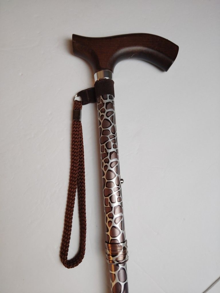 Women's Walking Cane Foldable Adjustable Giraffe 🦒 Pattern Wood Handle Aluminum 