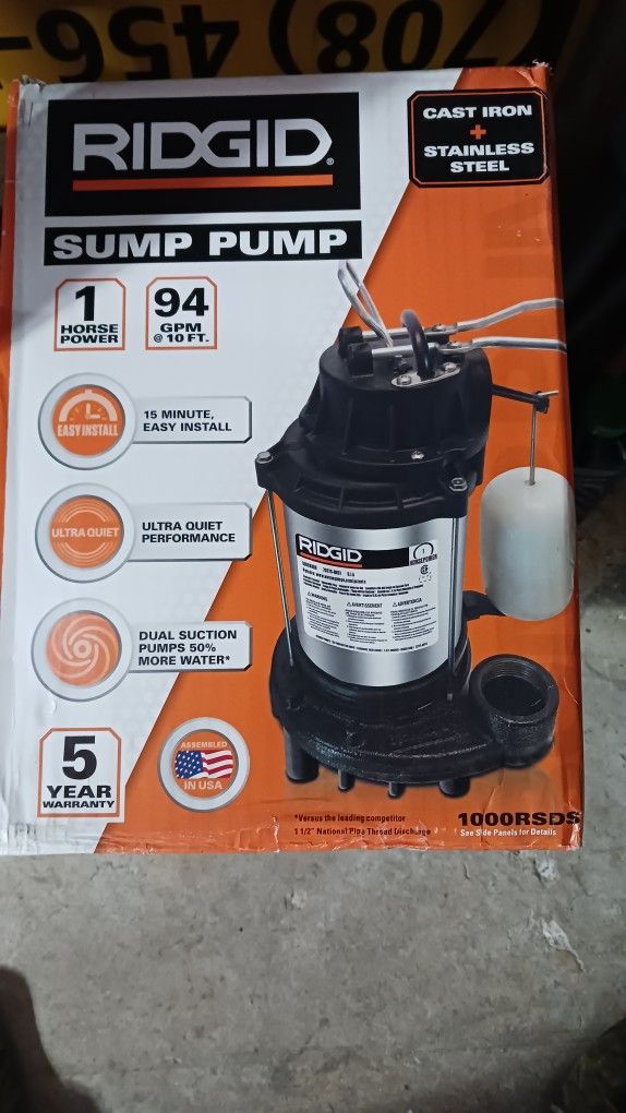 Rigid 1hp Stainless Steel SUMP PUMP
