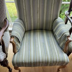 Striped Upholstered Armchair – 25"W x 29"D x 35"H