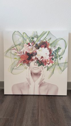 Flower Face Woman Canvas Wall Art, Design by Irena Orlov