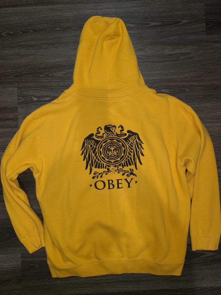 Obey Yellow Hoodie Men's XXL