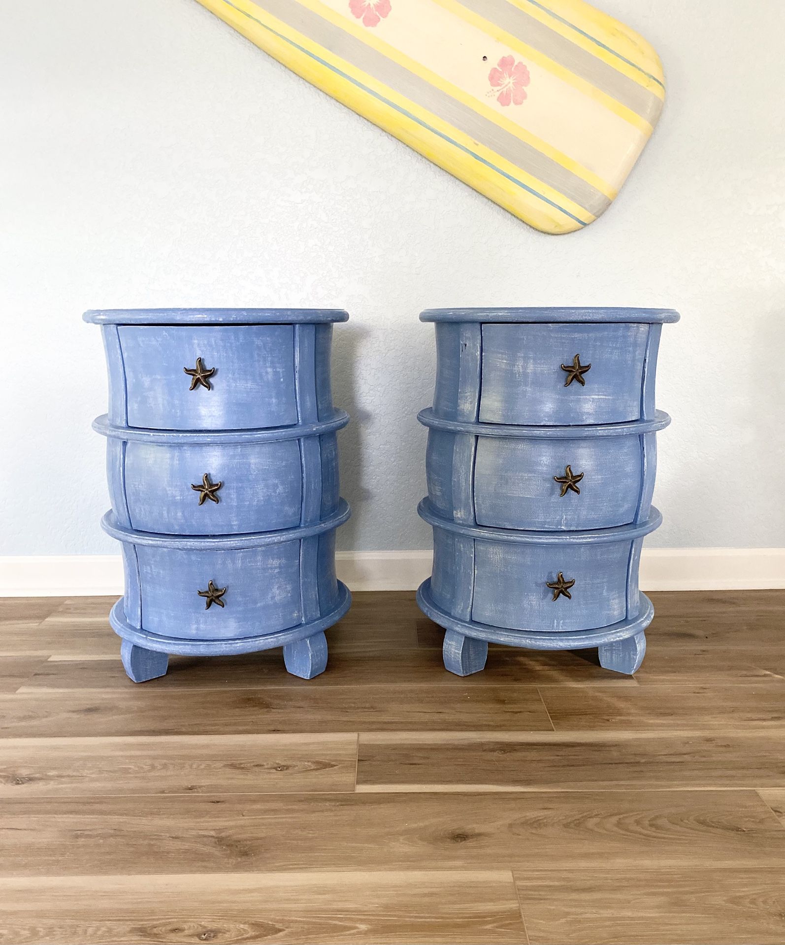 Coastal Nightstands Or End Tables Distressed Blue
