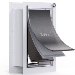 3-Flap Pet Door for Wall, Steel Frame and Telescoping Tunnel, Aluminum Lock, Double Flap Dog Door and Cat Door, Strong and Durable (Pets Up to 100 Lb)