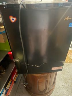 Black mini fridge