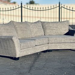 Large Gray Neutral Cuddler Sectional Couch Sofa (Delivery Available)