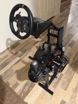 Logitech G920 Racing Wheel Setup with Stand and Shifter