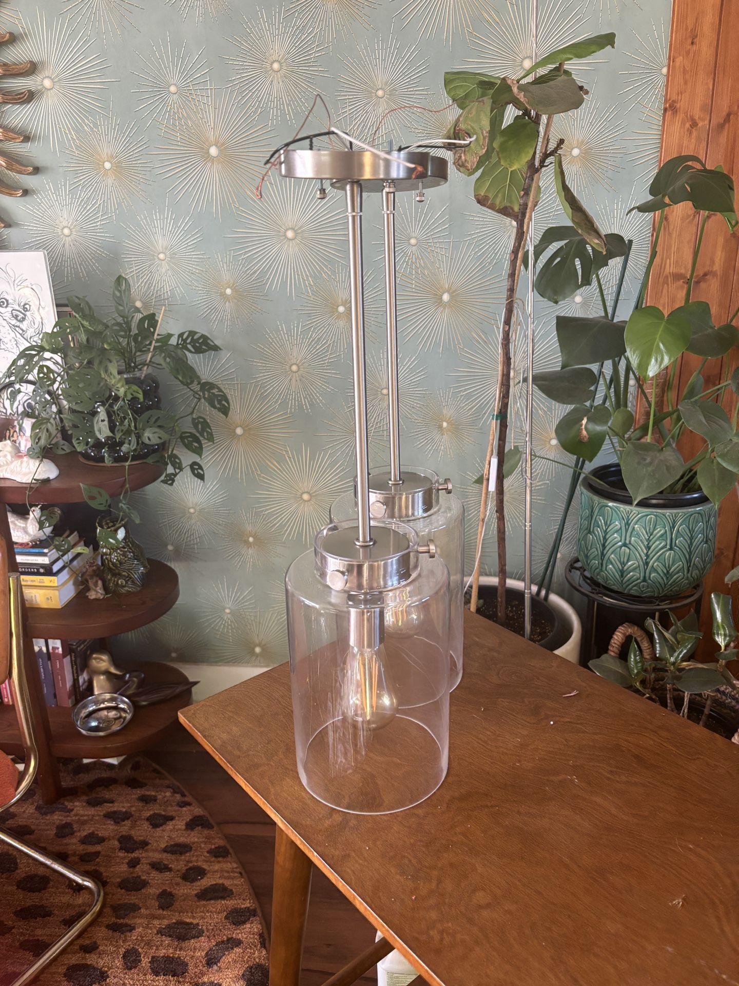 Nickel Pair Of Pendant/Hanging Lights