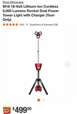 Milwaukee Rocket Tower light 6000 lumens
