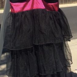 Size 3 Hot Pink And Black Short Formal Dress