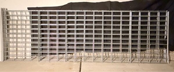 4 panels grid wall garage shelving silver Metal 71” x 22.5” moving estate sale