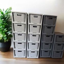Tower drawer storage bins organization woven stackable Tools Makeup Bathroom