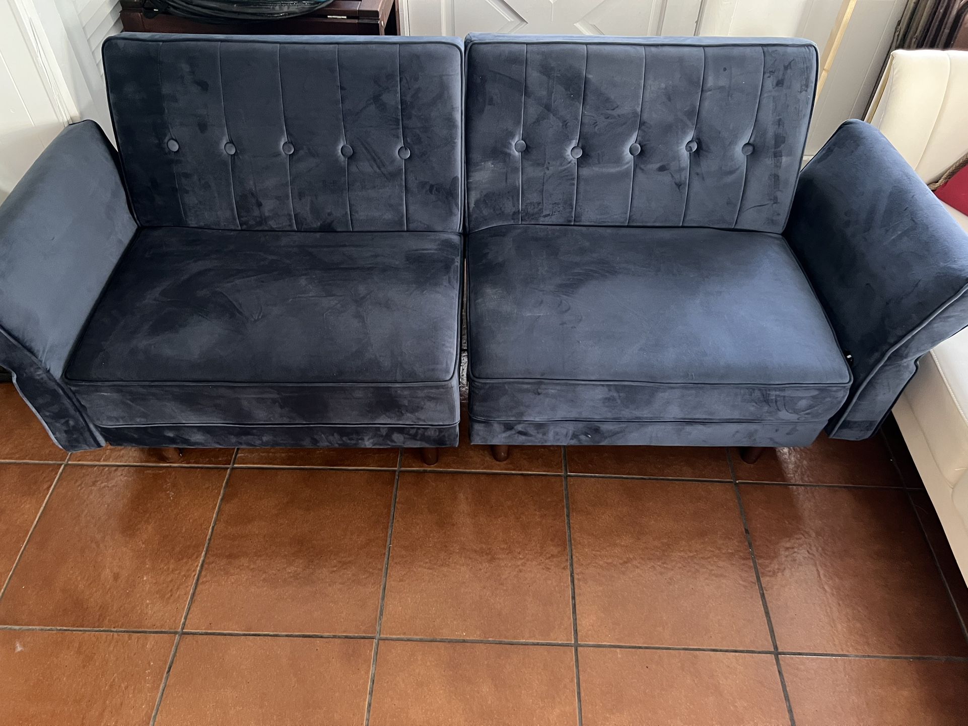 Belffin Sofá Recliner blue Velvet