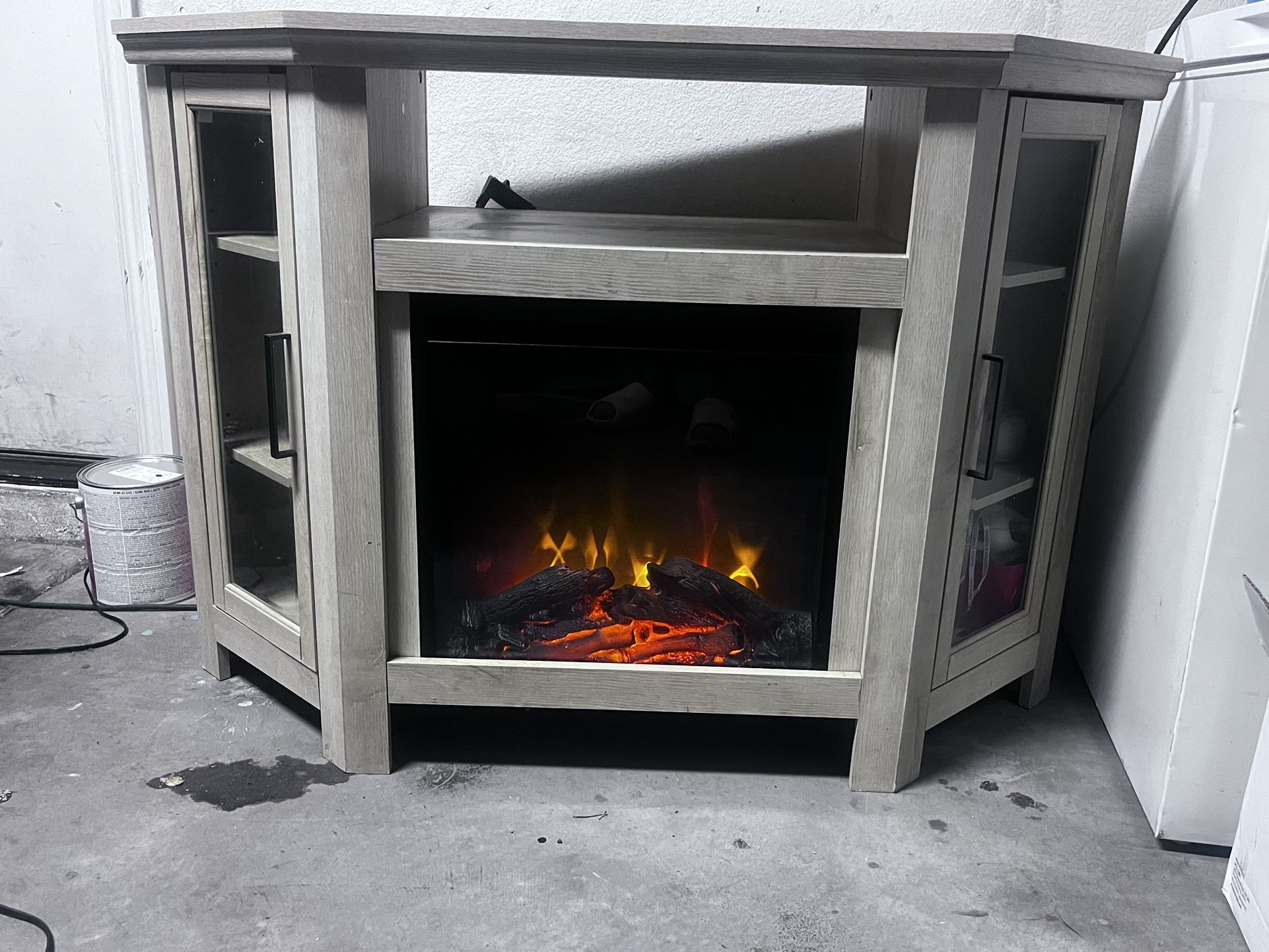 Electric Fireplace And Heater With Shelves