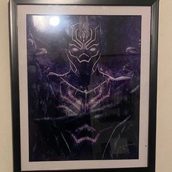 Black panther art piece on black frame