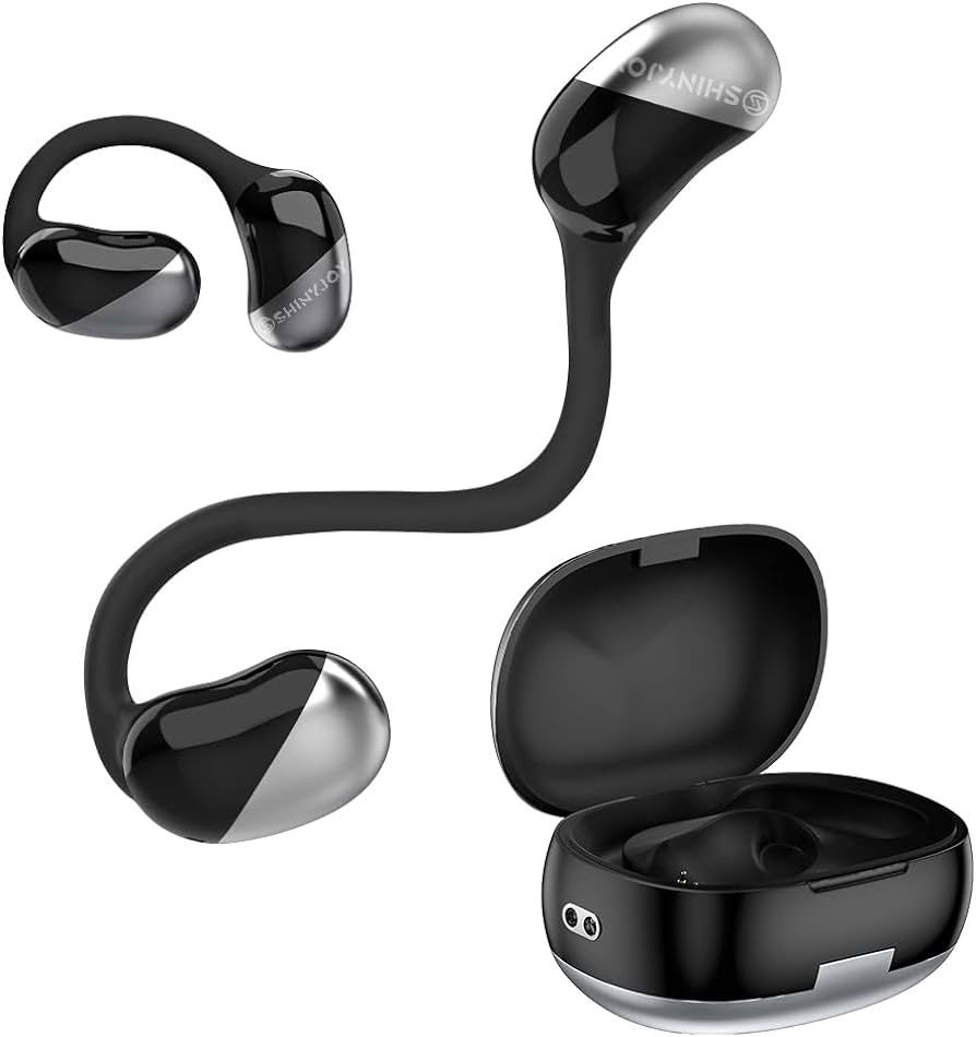 Open Ear Earbuds Wireless Bluetooth 5.3 with Noise Canceling Mic, Headphones with Ear Hooks, Secure Fit, Sweat-Resistant, Compatible with iPhone Andro