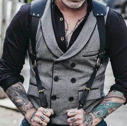 Men Medieval Costume Armors Cosplay Accessory Vintage Gothic Warrior Knight Shoulder PU Leather Harness Body Chest Harness