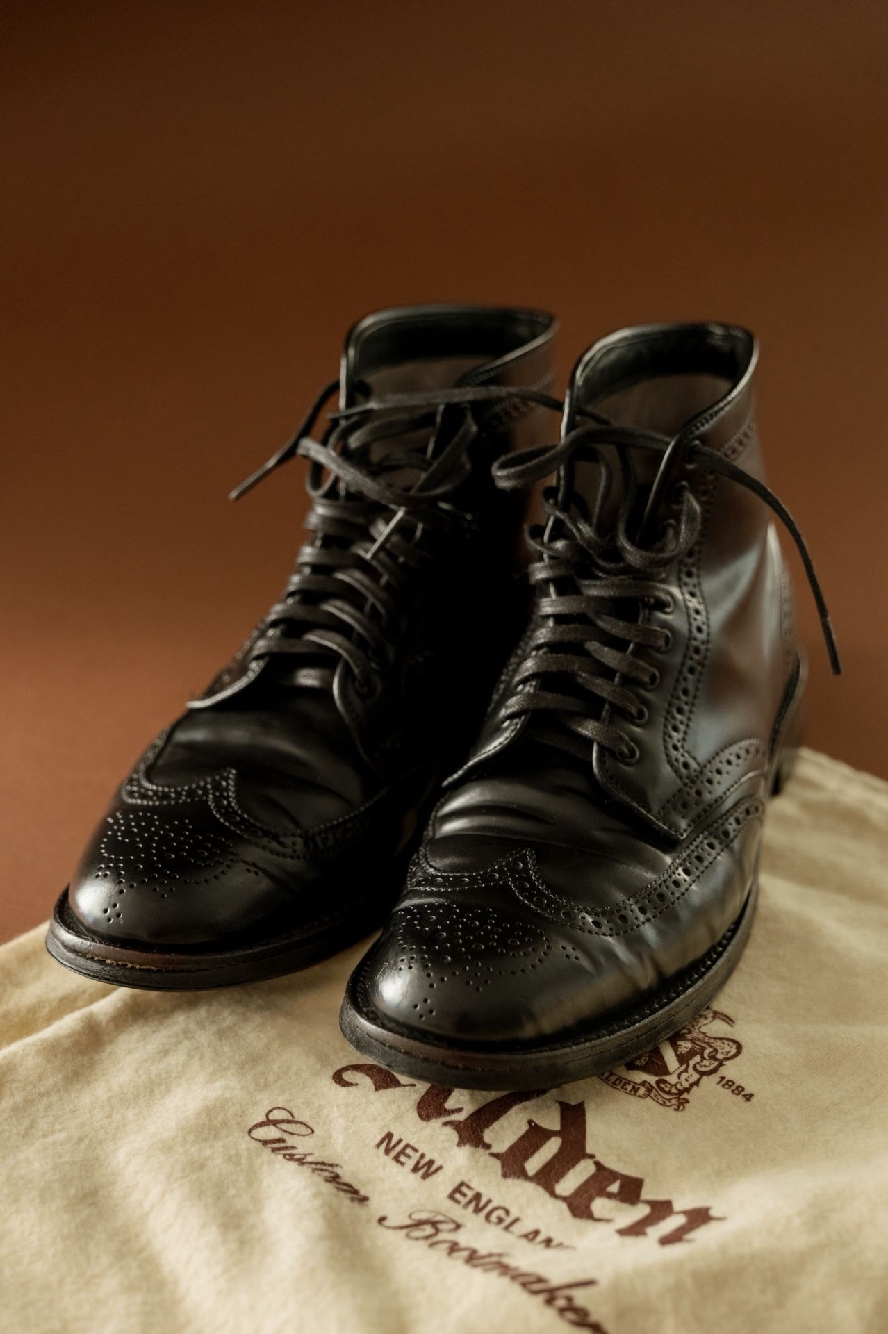 Alden Shell Cordovan Black 4465c Wing Tip Boots 7.5 D