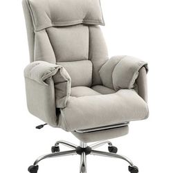 Homcom Executive Office Chair Comfy with Foot Rest, Light Taupe Grey