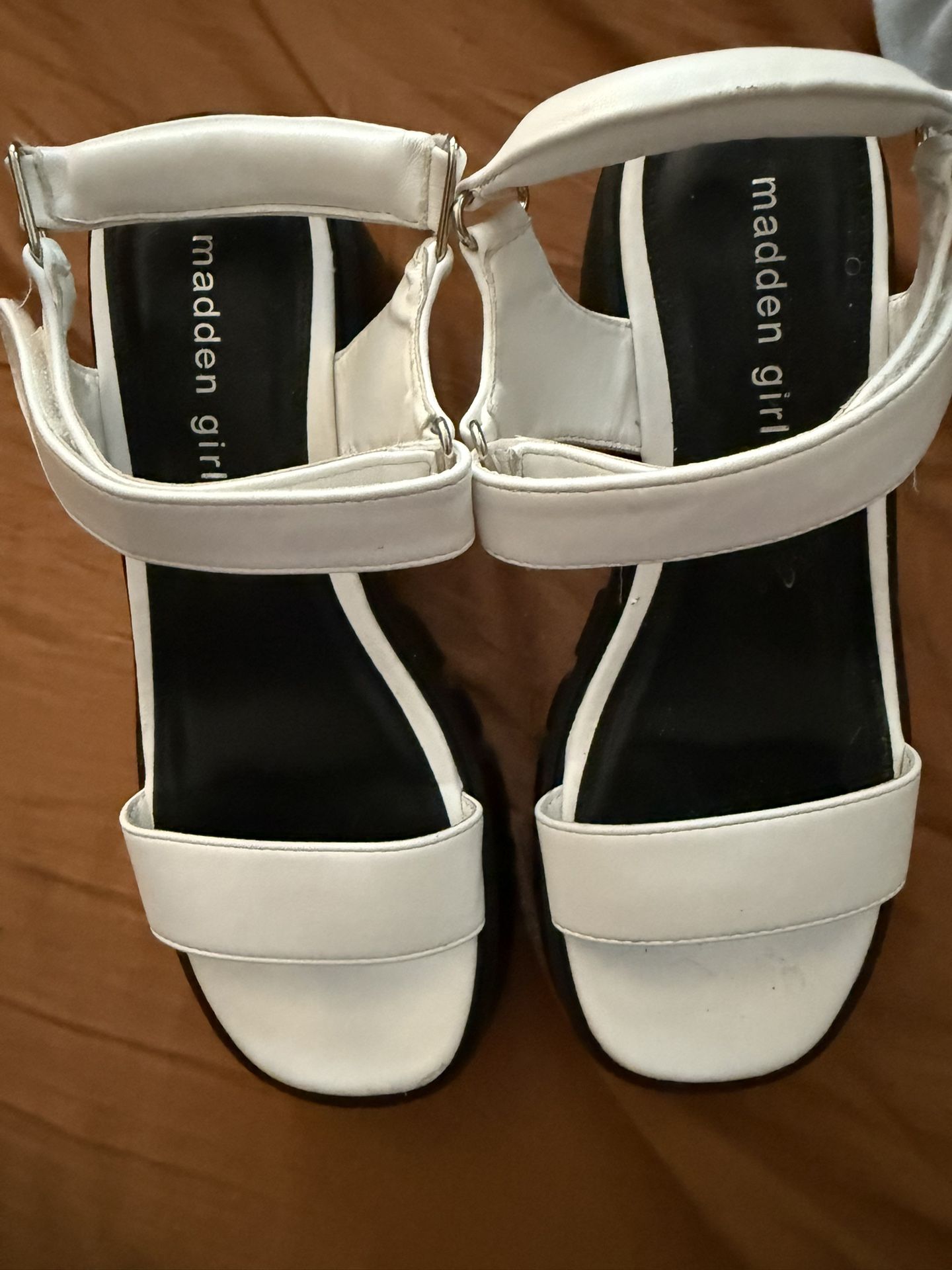 Madden Girl White Leather Sandals