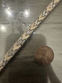 Solid 925 Sterling Silver Tri-Color Weave Bracelet Lock Clasp 7.5” Length