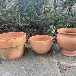 3 Terracotta Large Planters 