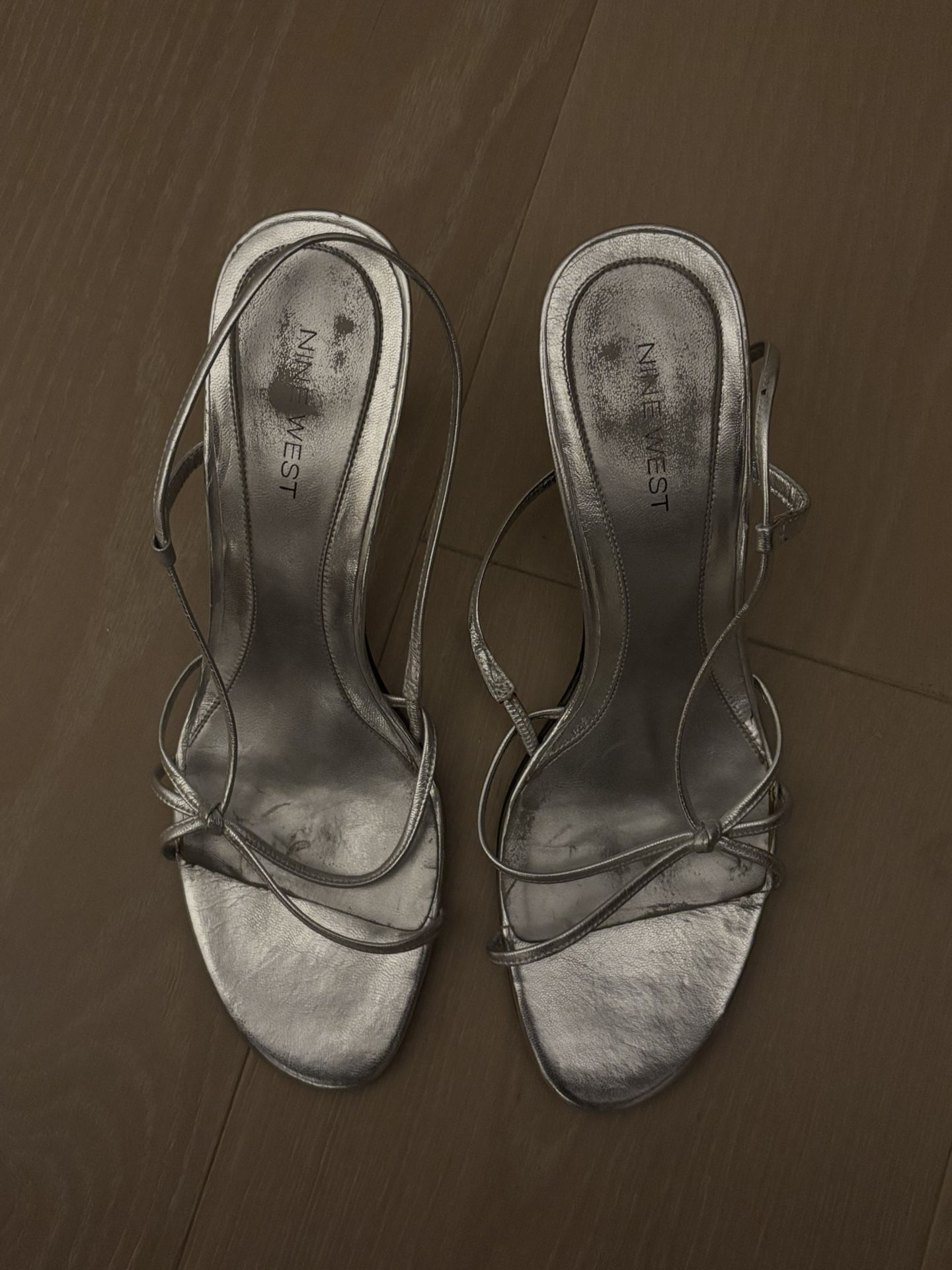 Silver Metallic Strappy Heel