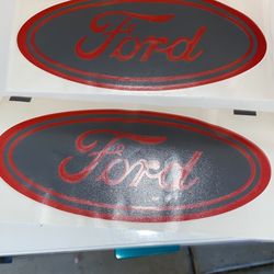 2021+ Ford F150 Grill And tail Light emblem Overlay Red and gray 