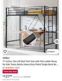 Twin metal loft bed no mattress