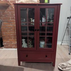 Signature Design by Ashley Miranda Farmhouse Adjustable Accent Cabinet or Wardrobe with Glass Doors