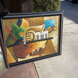 Oil Paintings In Frames. 36x48” Music Piano Wall Art 