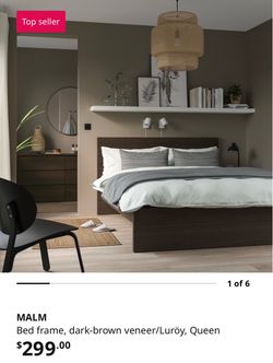 IKEA MALM Queen Bed Frame - Black w/ Luroy&Skorva Supports