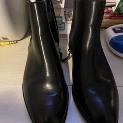 Dkny Lacey Silver Stripe Heel Black Booties 6,5 Size 