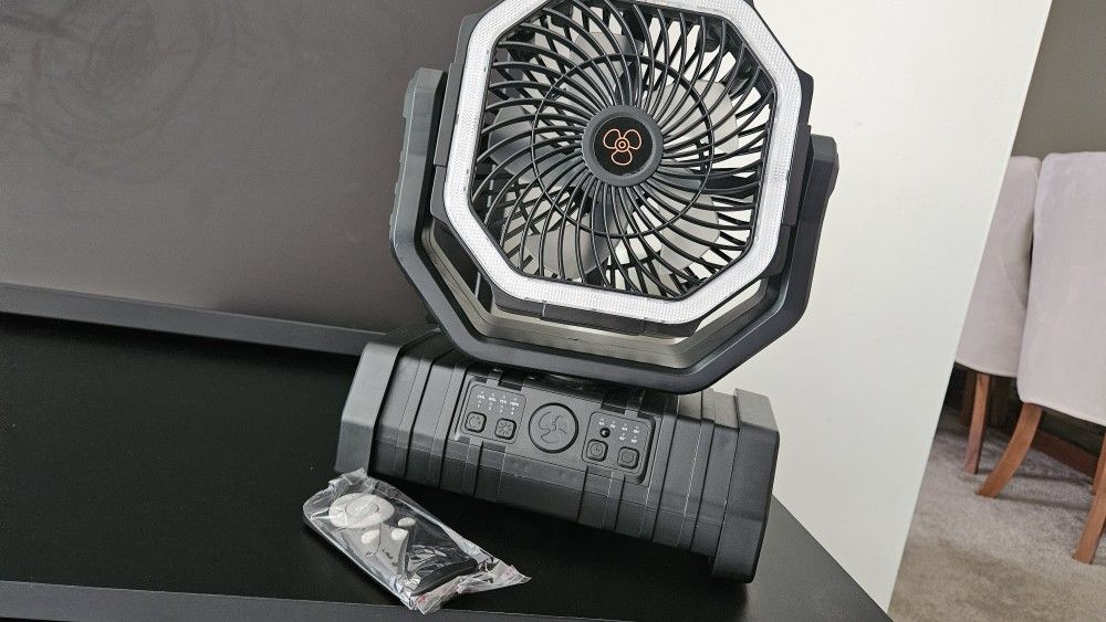 Portable rechargeable camping fan with battery for tent