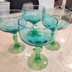Margarita Glasses Cinco De Mayo Cactus Accent Set Of Four