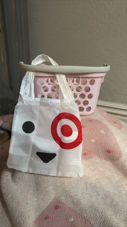 Target Bullseye Reusable Tote Bag and basket