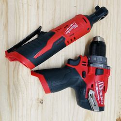 Milwaukee m12 fuel hammer drill And M12 3/8” Cordless Ratchet (tool Only)