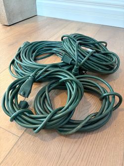 Extension Cords Set of 4 / Outdoor Extension Cords / Green Heavy Duty for Christmas Lights / Holiday Lights
