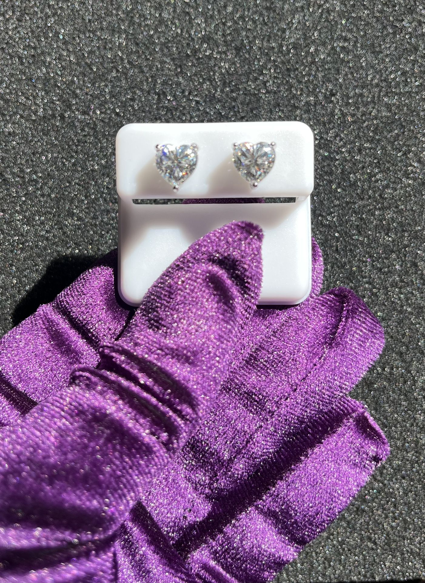 Genuine Moissanite Heart Shaped Solitaire Screw Backs