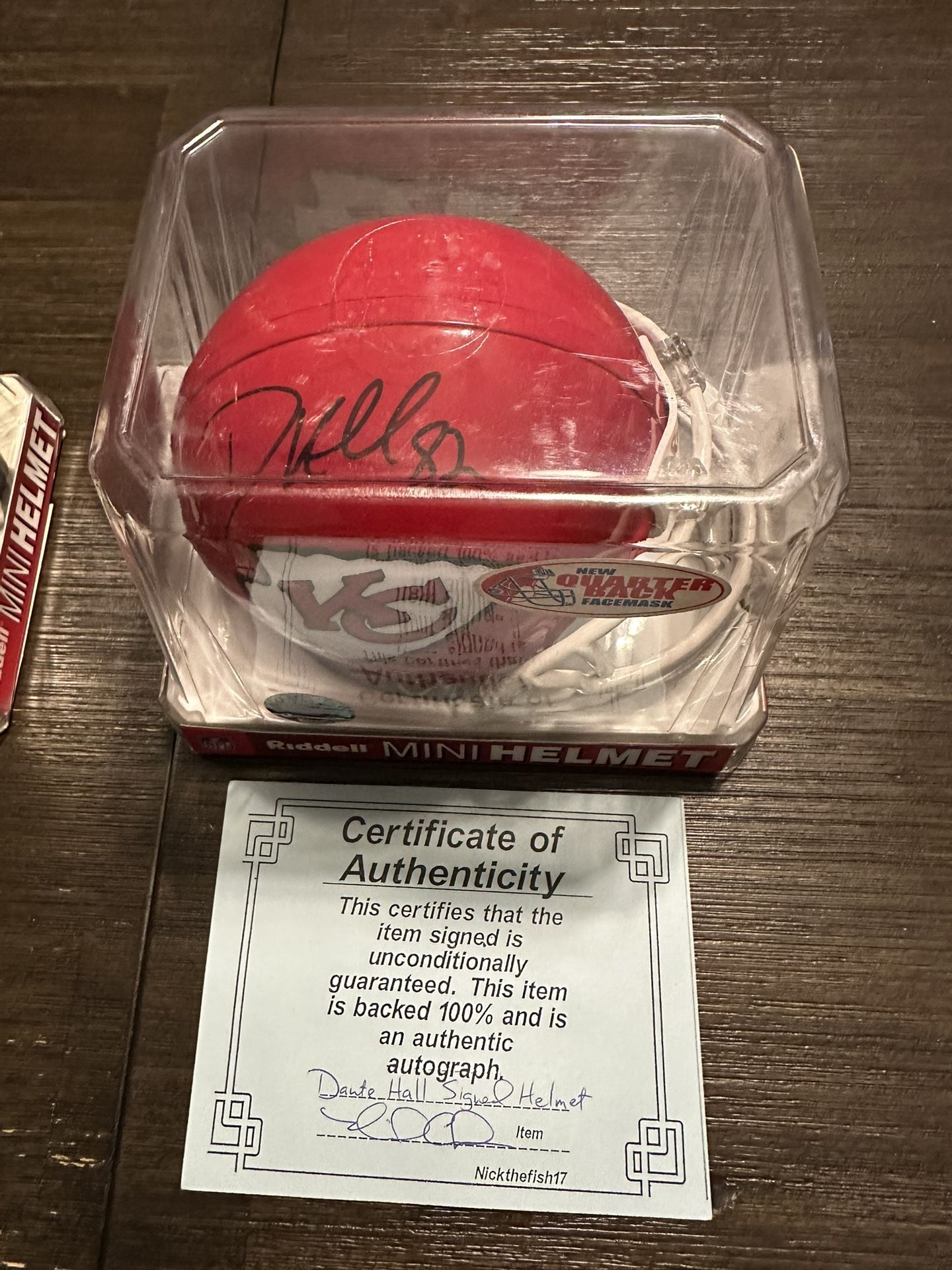 Dante Hall Signed Mini Helmet. Kansas City Chiefs.