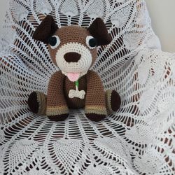 New Handmade Crochet Puppy With Bone